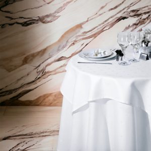 Hringlaga dúkur damask m/ liljum 200cm hvítur